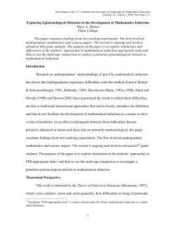 1 Exploring Epistemological Obstacles to the Development of