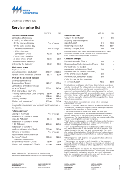 Service price list - Helen S&auml;hk&ouml;verkko