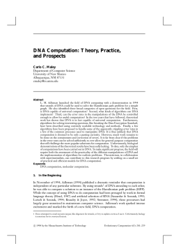DNA Computation: Theory, Practice, and Prospects