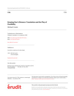 Keeping One`s Distance: Translation and the Play of Possibility