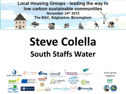 Steve Colella South Staffs Water From source to tap in a sustainable