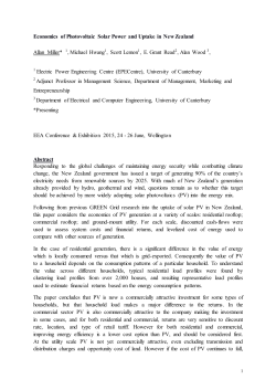 Economics of Photovoltaic Solar Power and Uptake in New Zealand