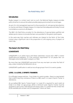 NRL On field Policies