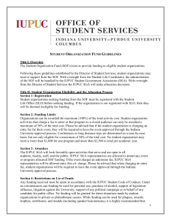 Title I. Overview The Student Organization Fund (SOF) exists to
