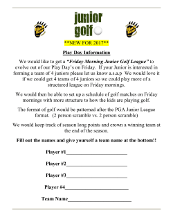 **NEW FOR 2017** Play Day Information We would like to get a