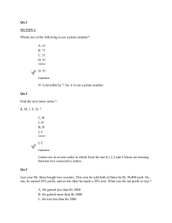 Qn.1 SECTION A Which one of the following is not a prime number