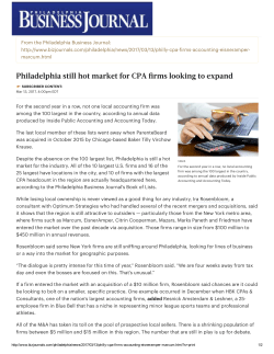 Philadelphia still hot market for CPA firms looking to expand