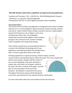 EECS 598: Random matrix theory, algorithms and signal processing