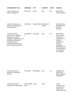 CONFERENCE TITLE ISSN/ISBN CITY COUNTRY STATE SOURCE