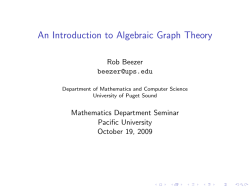 An Introduction to Algebraic Graph Theory - Rob Beezer