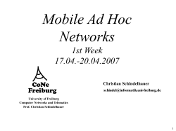 Lecture Mobile Ad Hoc Networks