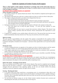 Guide for Captains of Cricket Teams of all Leagues