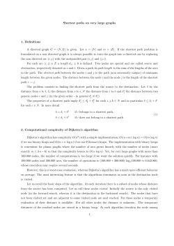Shortest paths on very large graphs 1. Definitions A directed graph G