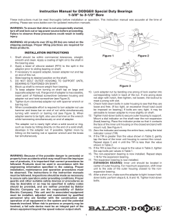 Instruction Manual for DODGE&reg; Special Duty Bearings 1-3/8&rdquo; to 3-1/2&rdquo;
