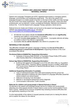 the Speech and Language Referral Criteria