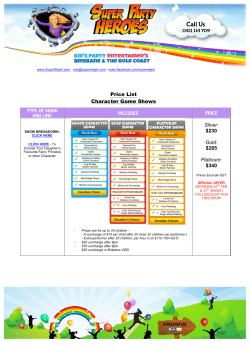 Price List Character Game Shows Silver