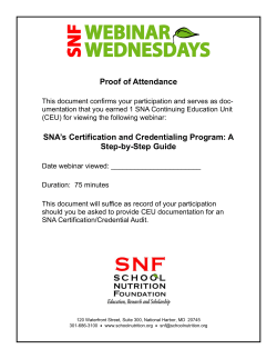 Proof of Attendance SNA`s Certification and Credentialing Program