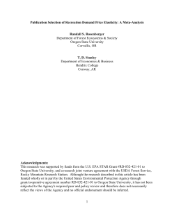 1 Publication Selection of Recreation Demand Price Elasticity: A