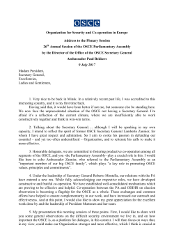 Organization for Security and Co-operation in Europe Address to the