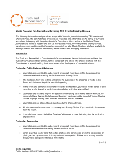 Media Protocol for Journalists Covering TRC Events/Sharing Circles