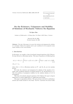 On the Existence, Uniqueness and Stability of Solutions of