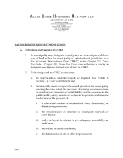 A. Definition and Creation of a TIRZ TAX INCREMENT