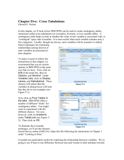Chapter Five: Cross Tabulations