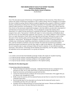 PEER OBSERVATION OF FACULTY IN