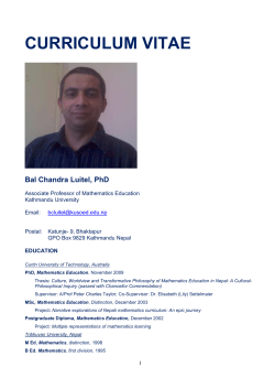 Luitel, BC (2012, July). A Post/modern Proposal for Transformative