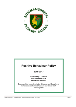 Positive Behaviour Policy - Bowmansgreen Primary School