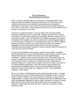 PhD as Resistance: How the Personal got Political Why is success