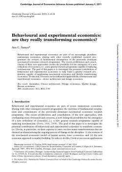 Behavioural and experimental economics