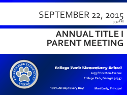 Annual Title I Parent Meeting 2015-16