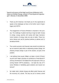 Speech to be given at the High Level Event of Ministers of Fi