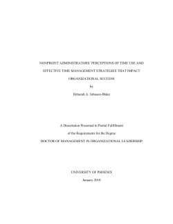 Nonprofit Administrators` Perceptions of Time Use and Effective