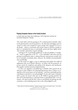 Playing Computer Games in the Family Context