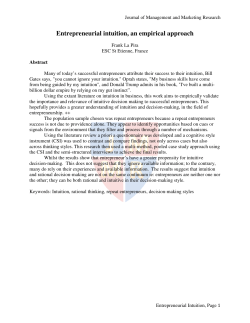 Entrepreneurial intuition, an empirical approach