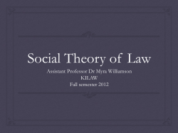Social Theory of Law - Dr. Myra Williamson