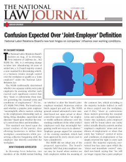 Confusion Expected Over `Joint-Employer` Definition