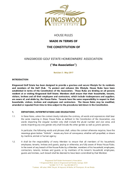 Kingswood Golf Estate House Rules May 2017