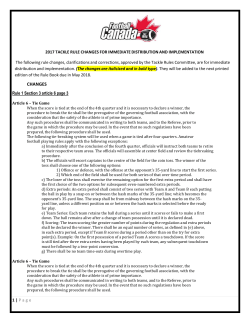 2017 Rule Changes - Ontario Football Officials Association
