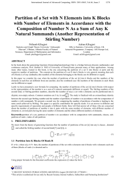 Partition of a Set with N Elements into K Blocks with Number of