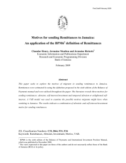 Motives for sending Remittances to Jamaica: An
