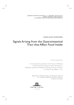 Signals Arising from the Gastrointestinal Tract that Affect Food Intake