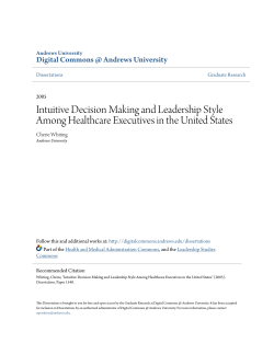 Intuitive Decision Making and Leadership Style Among Healthcare