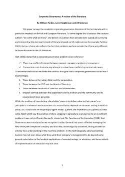 Corporate Governance: A Survey