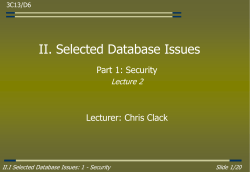 II.I Selected Database Issues: 1