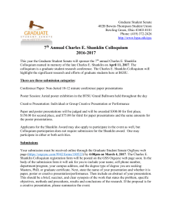 7 th Annual Charles E. Shanklin Colloquium 2016-2017