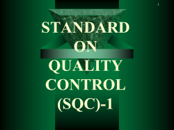 STANDARD ON QUALITY CONTROL (SQC)
