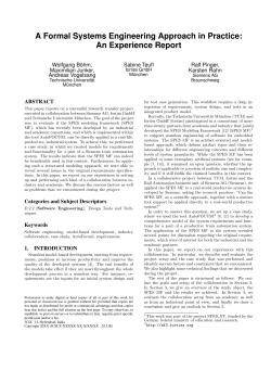A Formal Systems Engineering Approach in Practice
